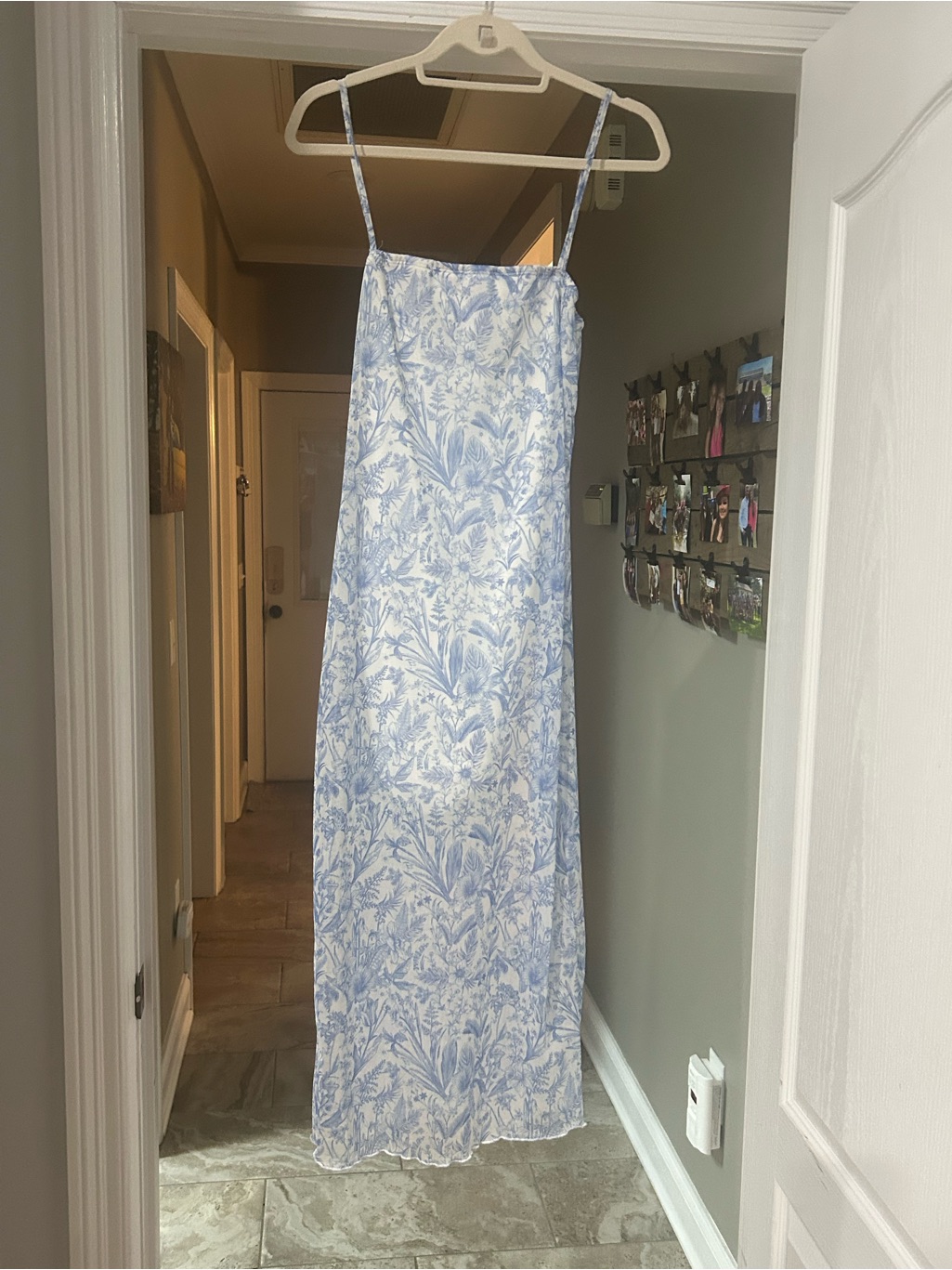 Shein Blue And White Floral Maxi Slip Dress Size L (8/10)